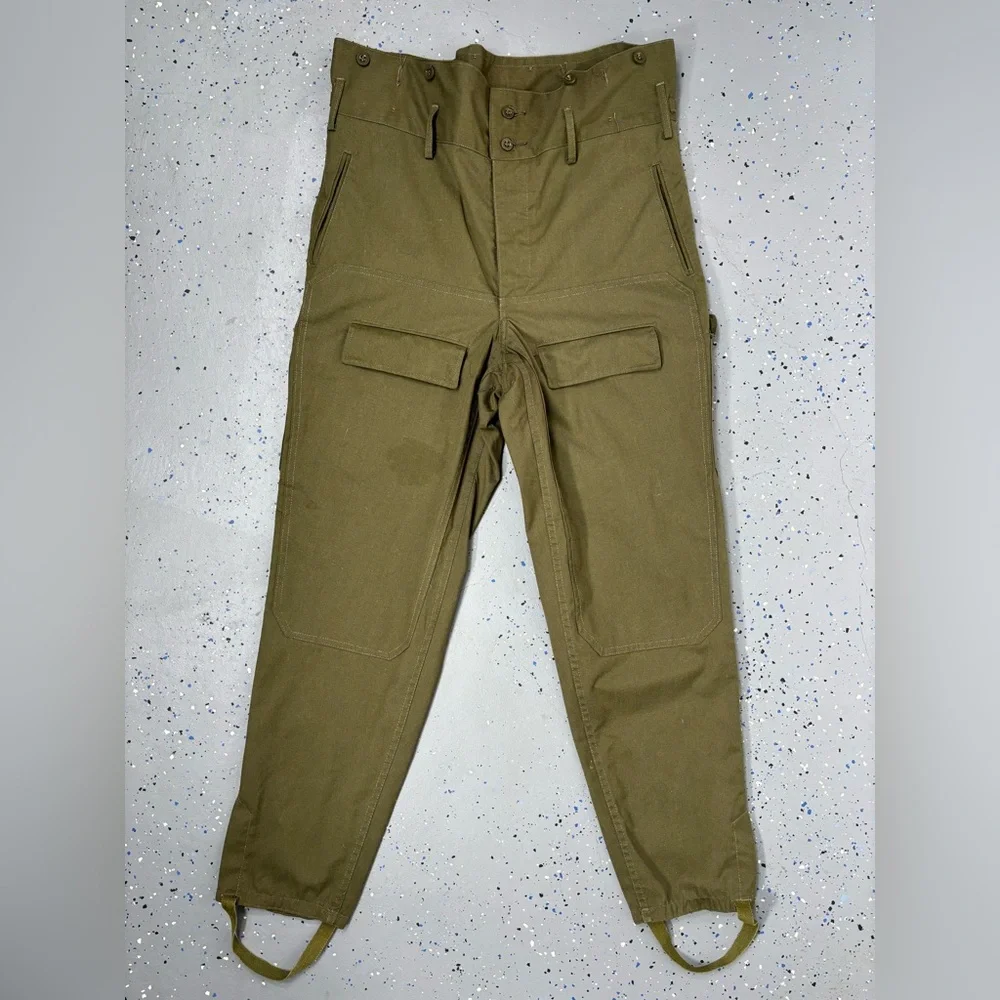 Vintage 80s Czech Army M85 Combat Cargo Pants Khaki Cotton Double Knee XL 40x32
